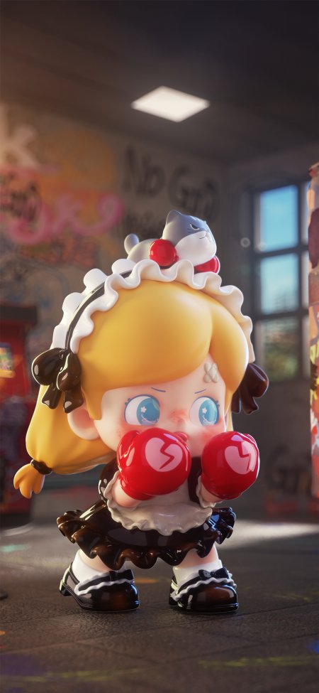 樱桃女仆装 Q 版手办萌系卡通手机壁纸