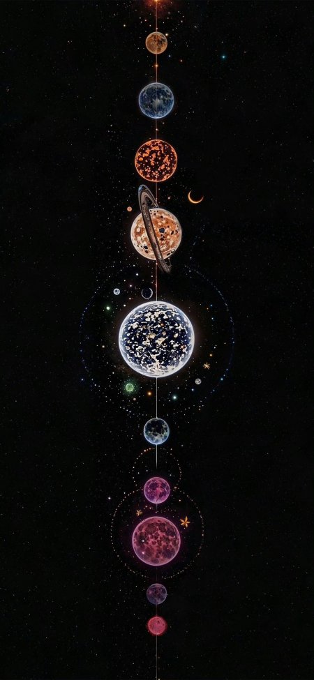 星际星球排列科幻宇宙风手机壁纸