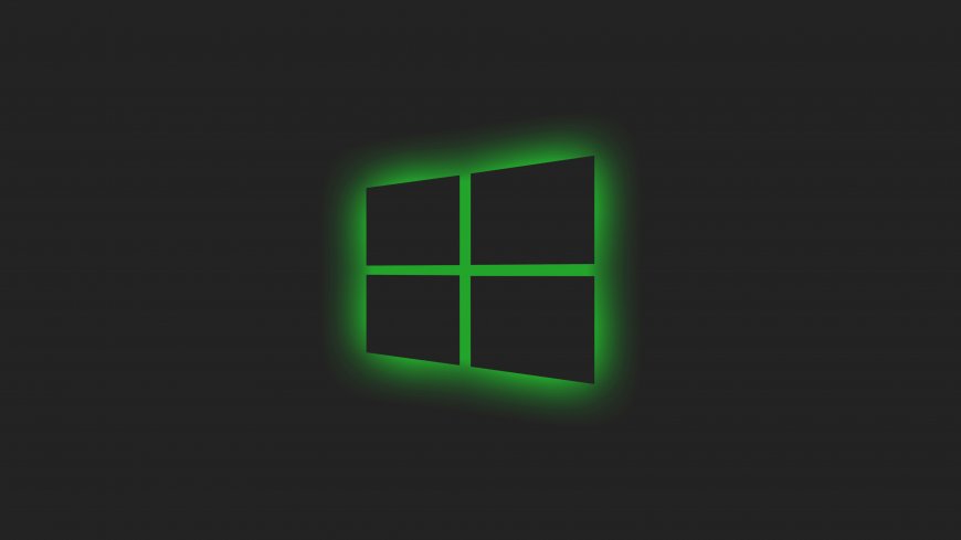 黑色背景荧光绿 Windows 标志电脑壁纸