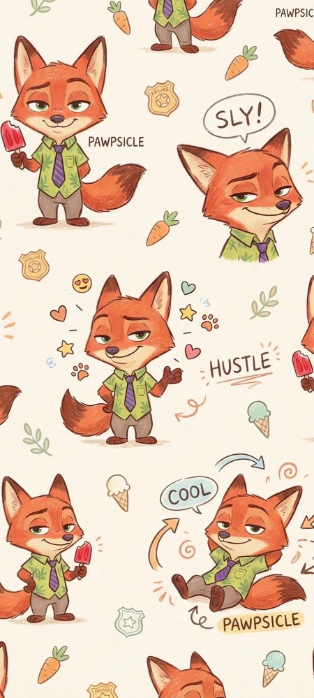 可爱狐狸尼克卡通图案创意手机壁纸