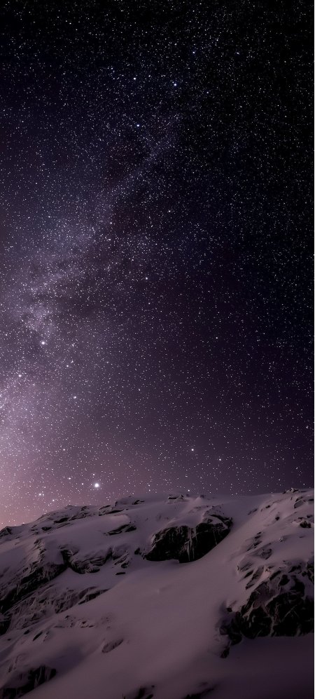 星空雪山夜景银河璀璨自然风光手机壁纸