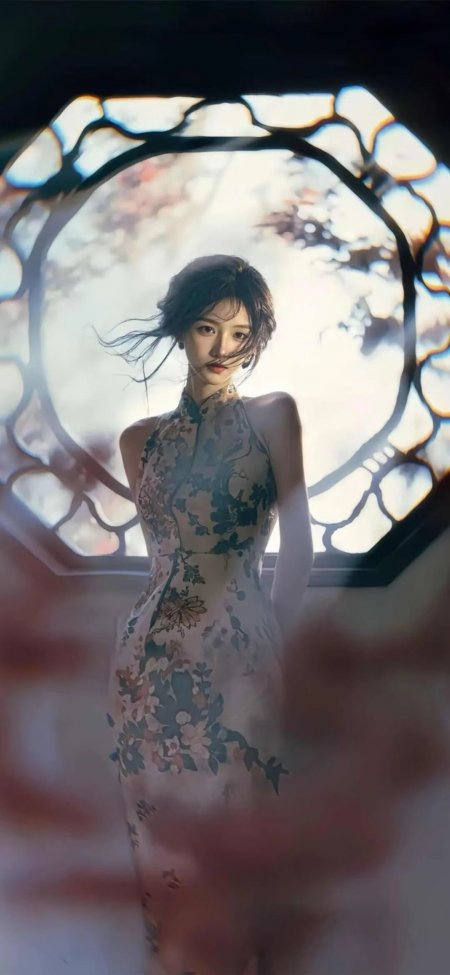 古风旗袍美女剪影人像手机壁纸