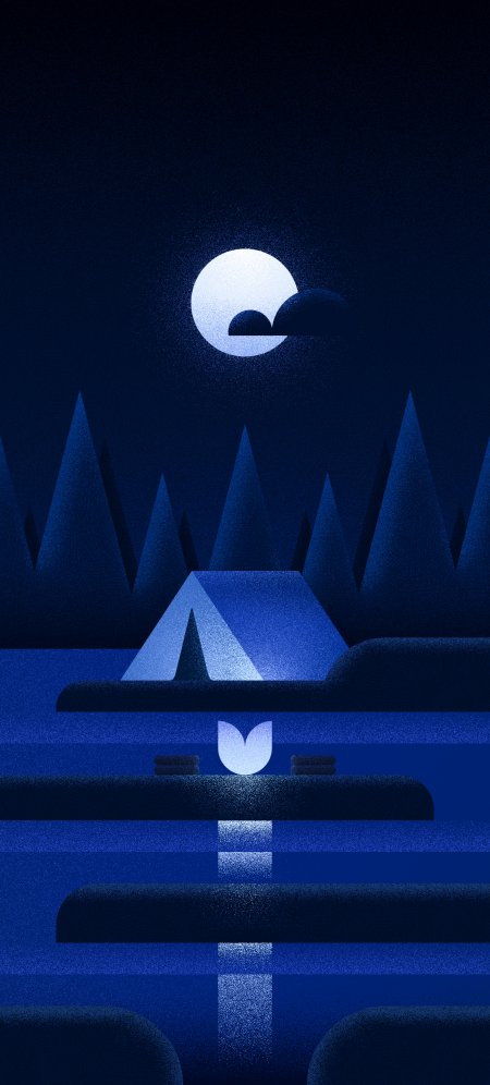 深蓝极简露营夜景手机壁纸