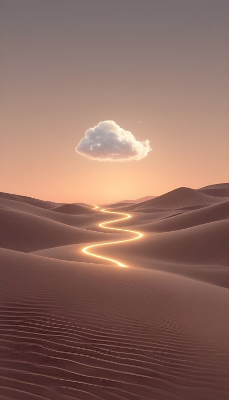 沙漠金光云路意境手机壁纸