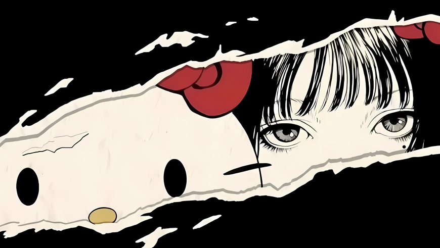 Hello Kitty撕裂纸张创意恐怖风格动漫电脑壁纸