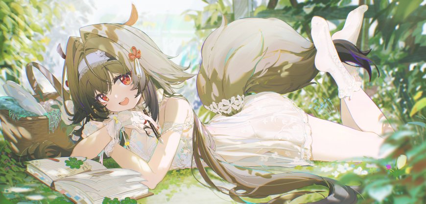 梦幻森林中的少女阅读时光壁纸