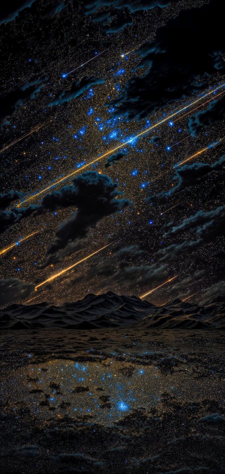 银河星空流星雨山脉倒影神秘宇宙浩瀚夜空手机壁纸