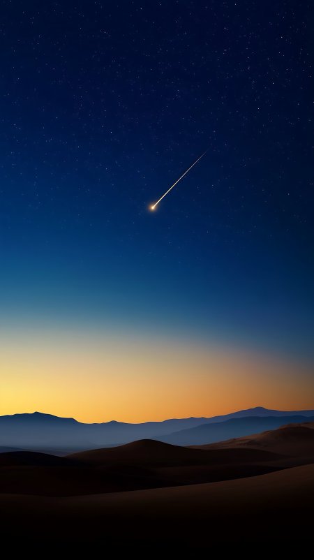 沙漠夜空流星划过天际的壮丽天文景观壁纸