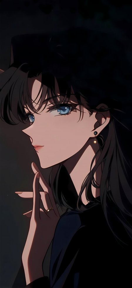 名侦探柯南灰原哀侧脸剪影手机壁纸