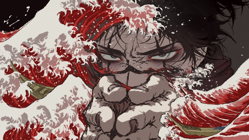 动漫风格怒吼浪涛人物插画壁纸