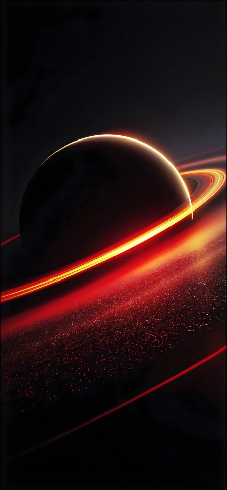 红色光环环绕的行星科幻太空壁纸