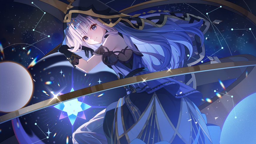 银发蓝瞳星空魔法少女宇宙电脑壁纸