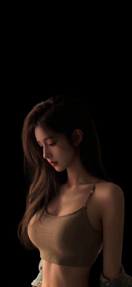 暗调人像暖光勾勒女性侧颜简约性感手机壁纸
