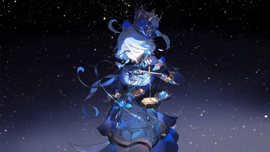游戏《原神》芙宁娜星空下形象插画电脑壁纸