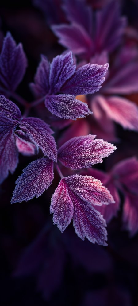 紫红霜叶特写梦幻朦胧深色手机壁纸