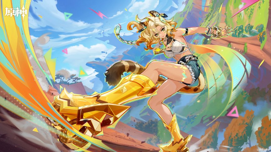 游戏《原神》动感风伊安珊战斗形象插画壁纸