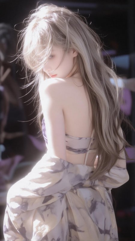 银发少女侧颜柔光紫调梦幻唯美手机壁纸