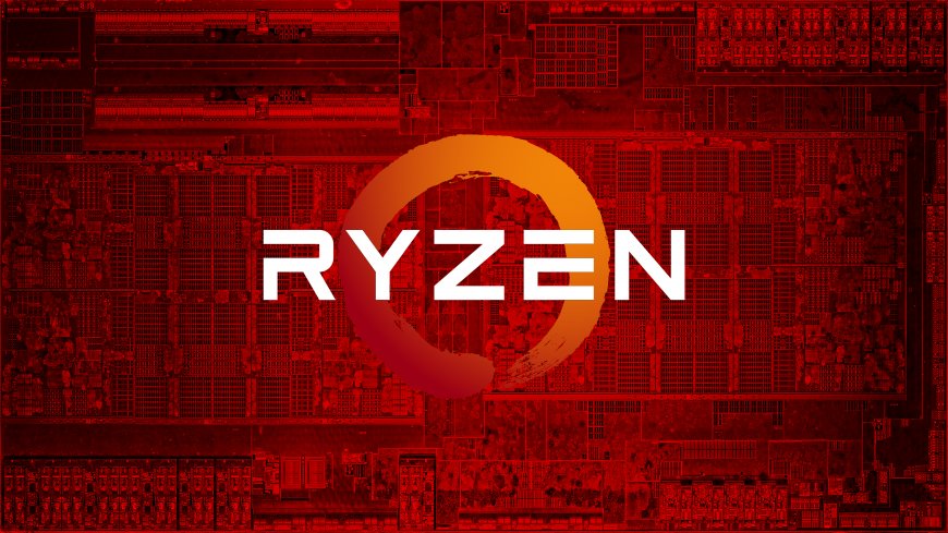 红色芯片电路纹理RYZEN标志科技感电脑壁纸