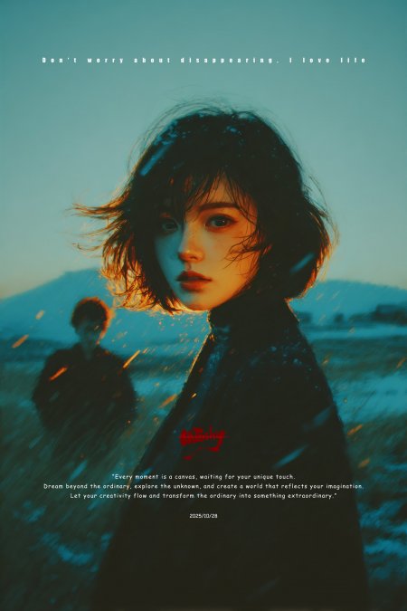 梦幻黄昏少女杂志风格手机壁纸