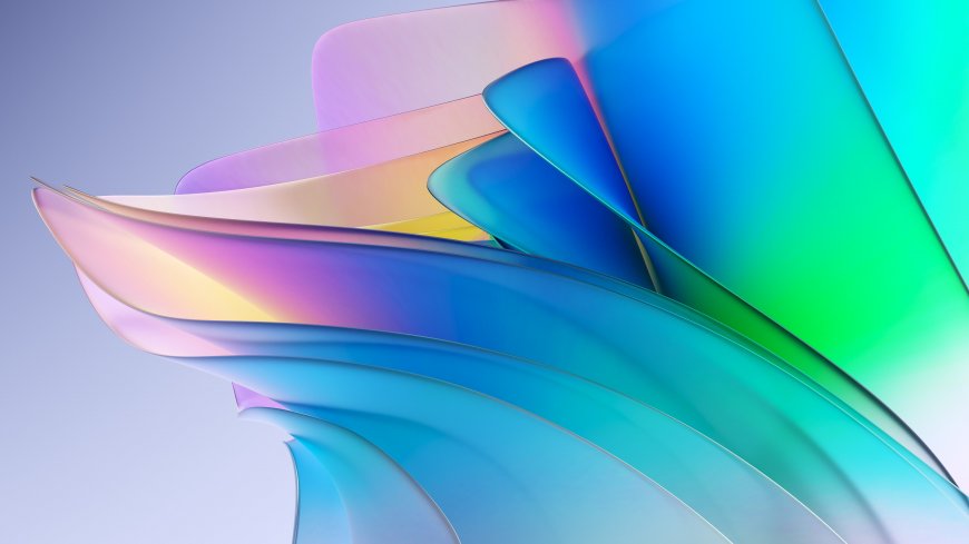 多色渐变波浪层叠3D几何抽象电脑壁纸