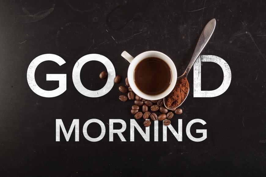 咖啡勺子拼字GOODMORNING早安主题电脑壁纸