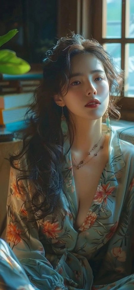 女性肖像青绿暖调复古文艺柔光氛围感强手机壁纸