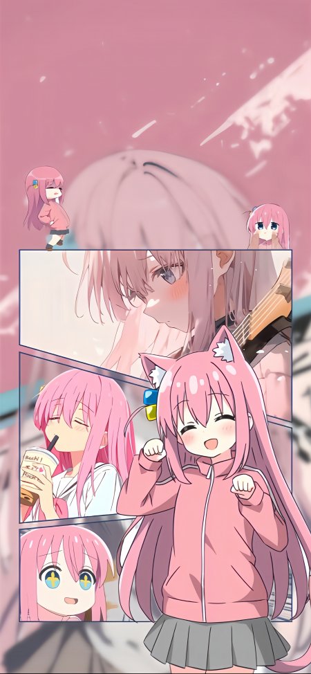 粉发少女多格漫画可爱动漫手机壁纸