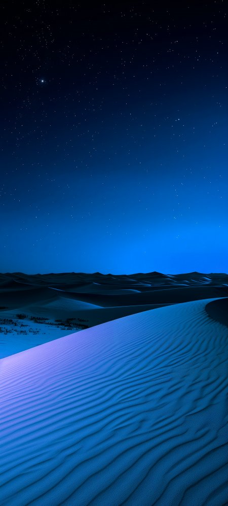 星空下蓝色沙漠静谧梦幻极简写实手机壁纸