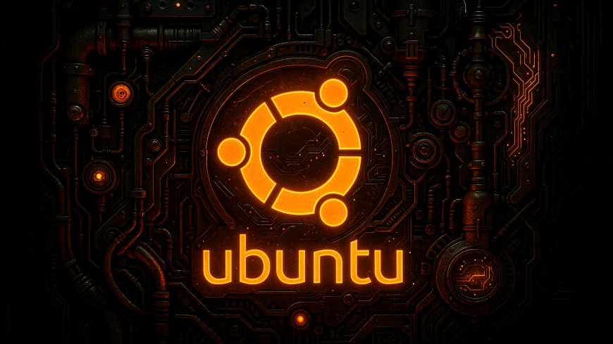 Ubuntu系统标志机械电路风格橙色发光电脑壁纸