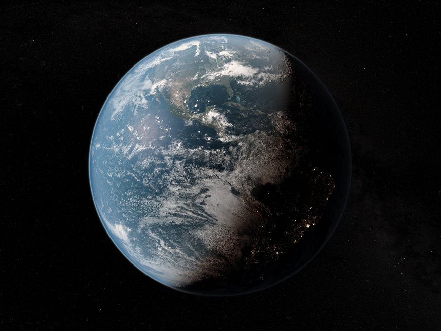 地球全景夜景海洋云层星空背景电脑壁纸