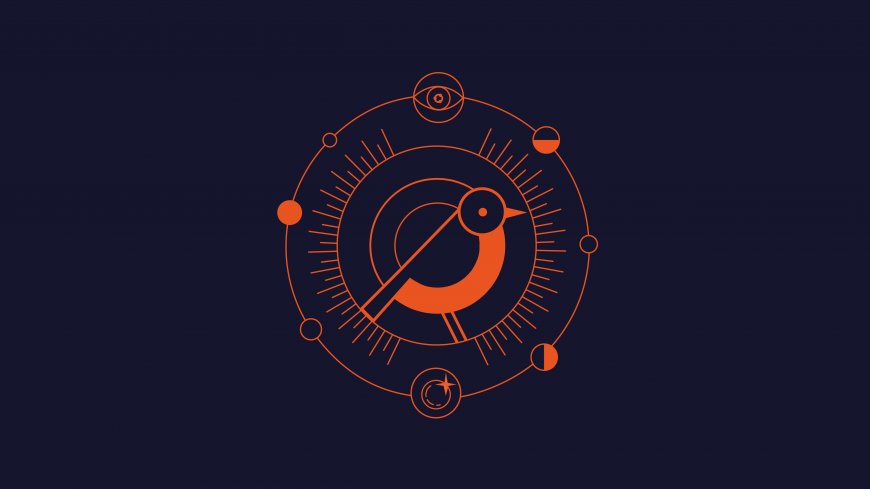 Ubuntu占星图像橙色几何线条深蓝背景电脑壁纸