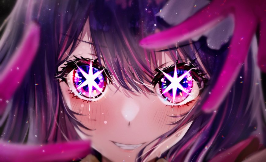 紫发少女星芒瞳孔梦幻光影动漫角色电脑壁纸