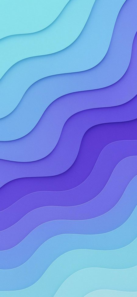 蓝紫渐变波浪层叠现代简约手机壁纸