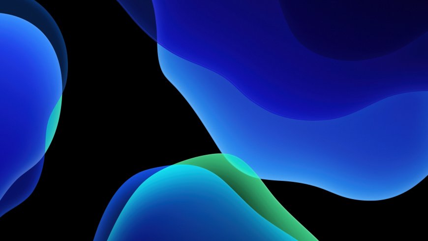 ios深蓝渐变流动曲线现代艺术设计电脑壁纸