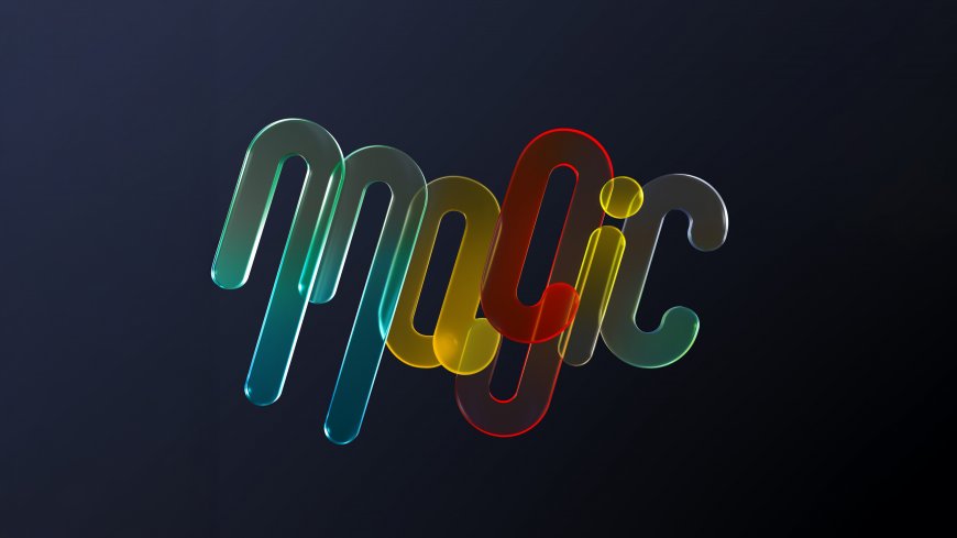 Magic彩色渐变玻璃质感3D字母艺术电脑壁纸