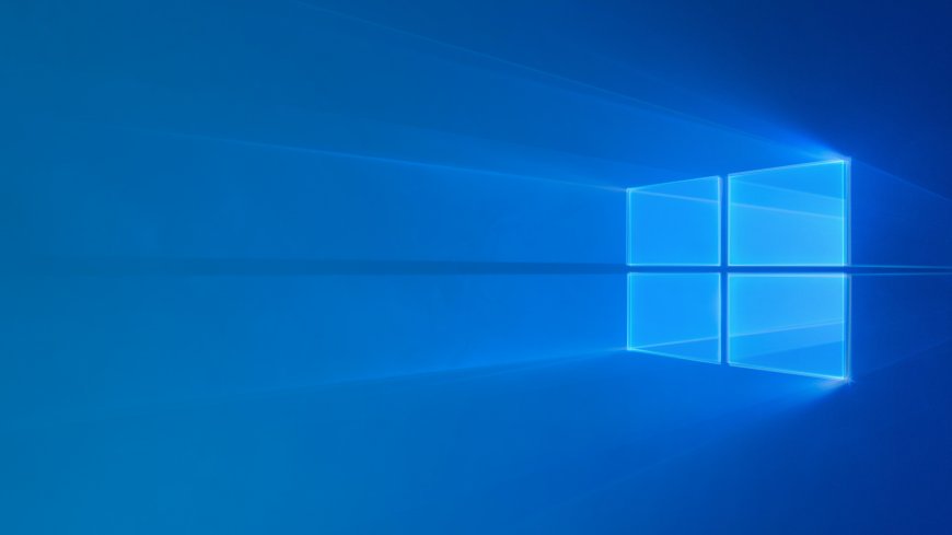 Windows 10蓝色光效四窗格标志电脑壁纸