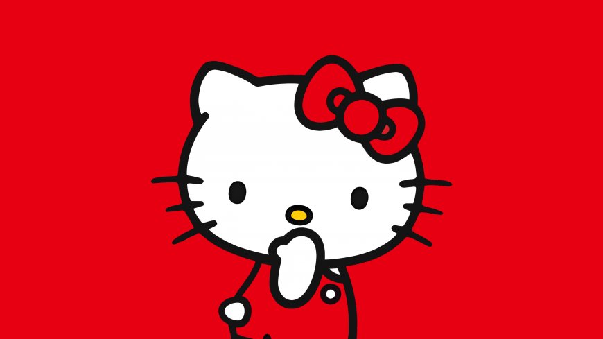 Hello Kitty红色背景经典卡通形象电脑壁纸