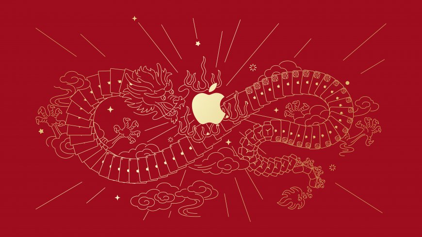 苹果中国新年金龙环绕iPhone与Apple Watch电脑壁纸