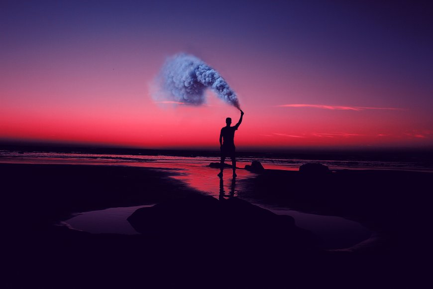 剪影粉色天空日落电脑壁纸