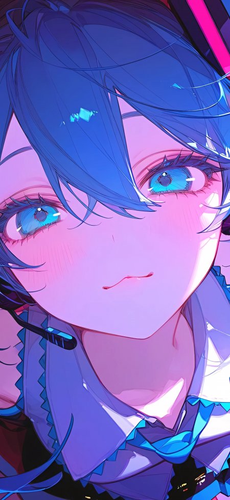 崩坏星穹铁道希儿赛博朋克风格蓝紫渐变特写手机壁纸
