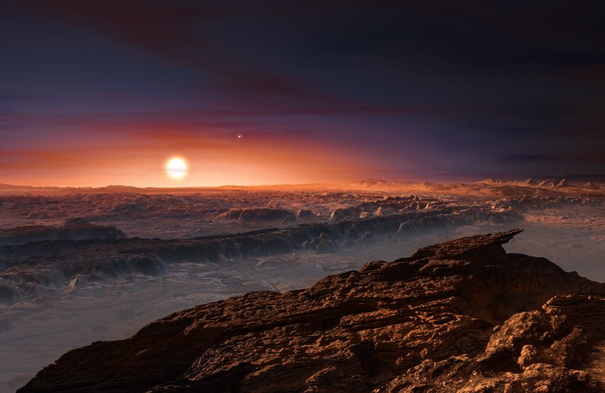 火星地表日落红色荒漠地貌科幻星球景观电脑壁纸