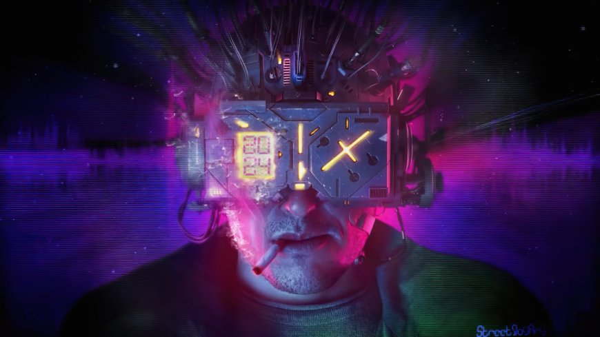 赛博朋克机械头盔霓虹光效未来科技人物肖像电脑壁纸