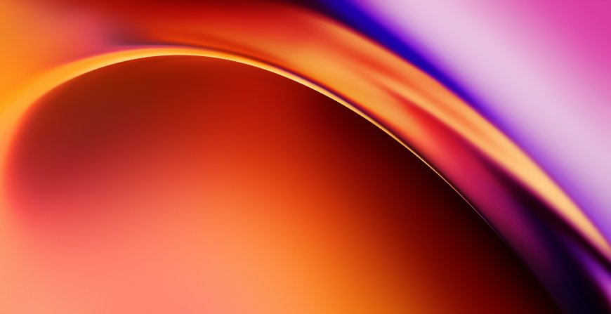 抽象渐变流光曲线橙红紫融合电脑壁纸