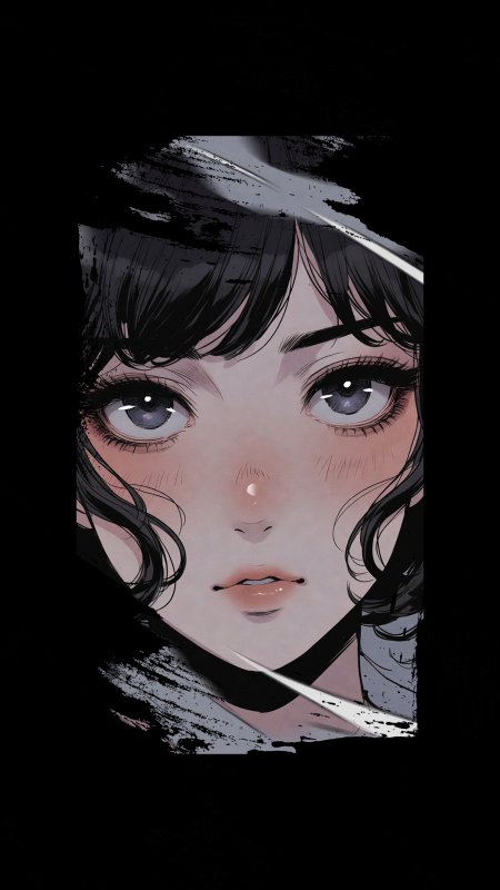 暗黑系少女凝视特写手机壁纸