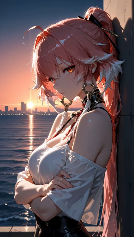 崩坏星穹铁道姬子夕阳海港倚墙凝望手机壁纸