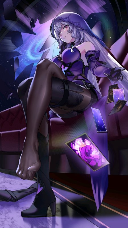 崩坏3识之律者紫夜冥想姿态手机壁纸