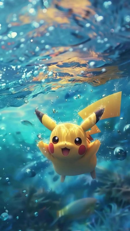 宝可梦皮卡丘水下畅游高清手机壁纸