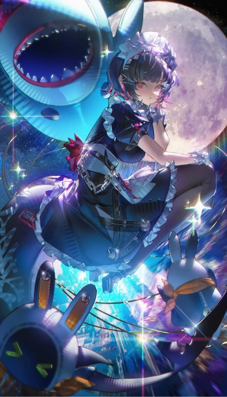 崩坏3希儿量子之海战斗姿态蓝紫光效手机壁纸