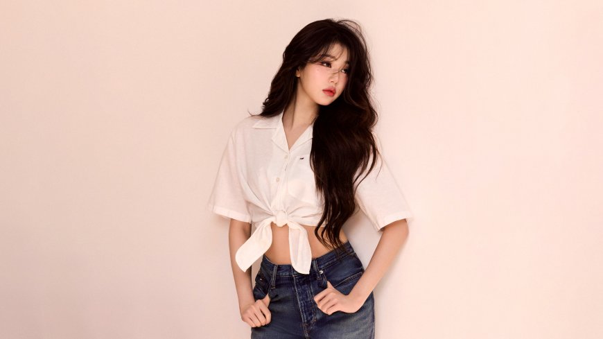 TommyHilfiger张元英白色系带衬衫牛仔裤写真电脑壁纸