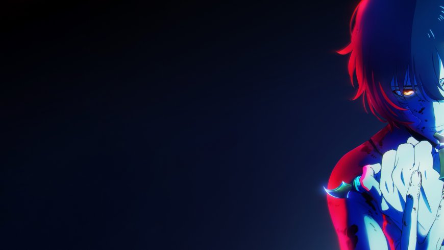 咒术回战虎杖悠仁黑化形态红蓝光影特写动漫电脑壁纸